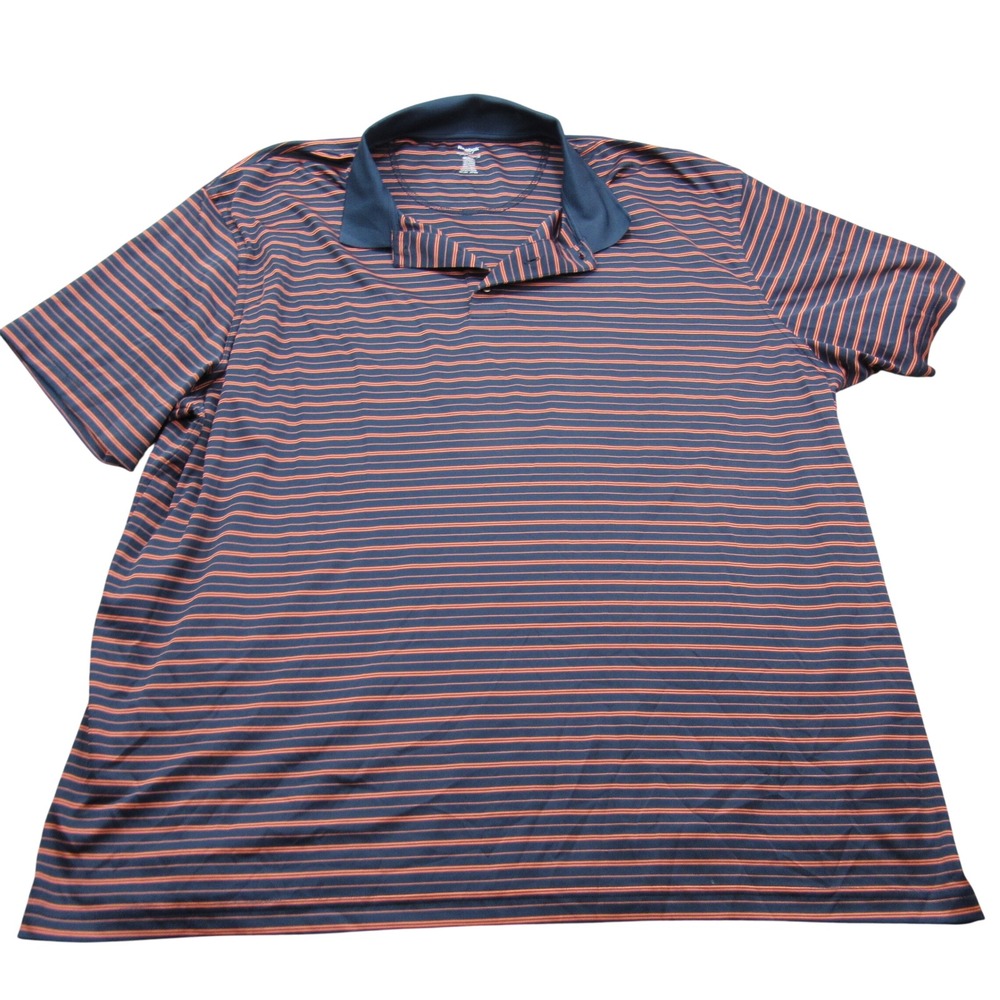 Reebok Golf Mens Short Sleeve Striped‎ Polo Shirt Navy Orange Size XXL